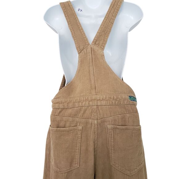Empyre Suzie Corduroy Bib Overalls Medium Beige Pockets Grunge Skater Y2K - Picture 10 of 14